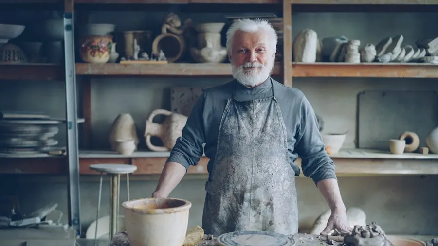 A small-business owner at work in their pottery workshop